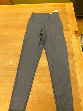 aerie Ribbed High-Waist Leggings in Slate Blue
